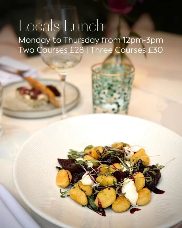 Introducing our Locals Lunch menu… Celebrating the best of the season, from Isle of Wight Tomato Carpaccio starter to Roast Pork main, finishing with a Lime and Chilli Pineapple Carpaccio. 

Available Monday to Thursday from 12pm-3pm 
Two Courses £28 | Three Courses £30