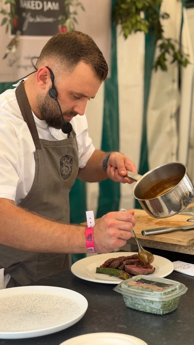 A taste of Stanwell House at the New Forest Show… 

Yesterday, our Head Chef Jordan Knox took to the Game Cookery Stage alongside Jen from Naked Jam, for a live demonstration of seared loin of venison with charred baby courgette and a pickled raspberry jus, made using Jen’s raspberry vinegar. 

A brilliant afternoon celebrating seasonal produce and the best of the New Forest.